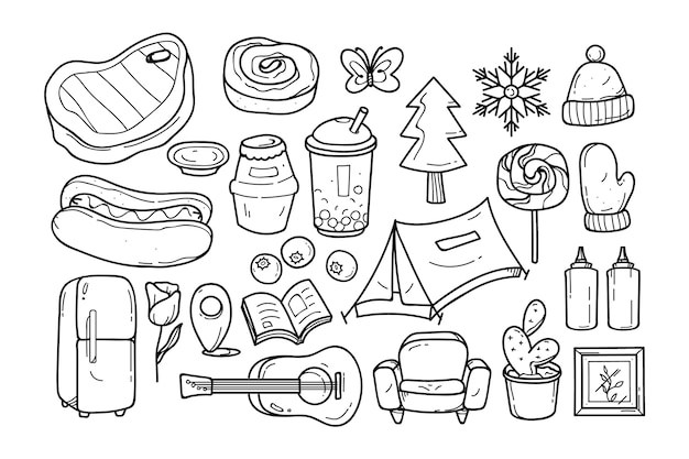 Hand drawn miscellaneous doodle illustration