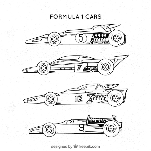 Free vector hand drawn modern formula 1 racing car