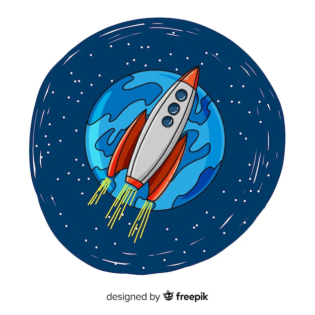 Free Vector hand drawn modern space rocket