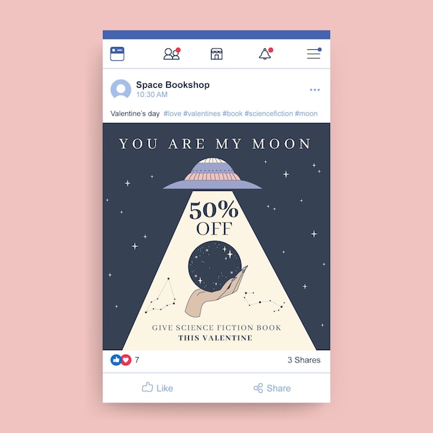 Hand drawn modern valentine's day facebook post