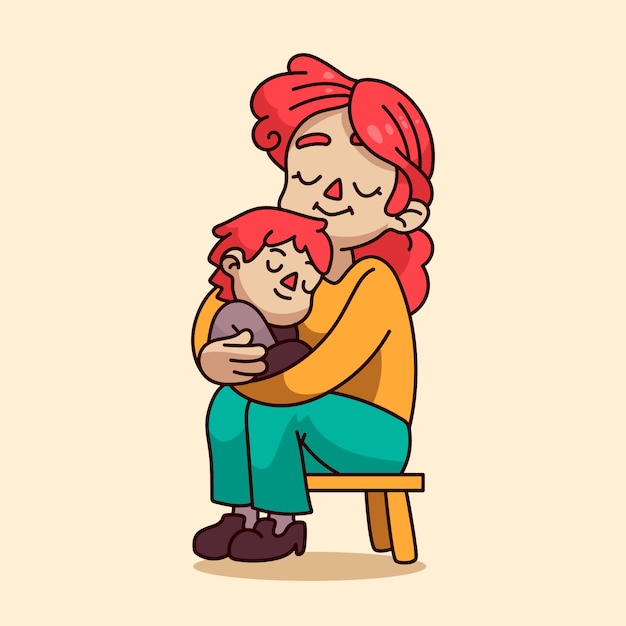 Free vector hand drawn mom cartoon illustration