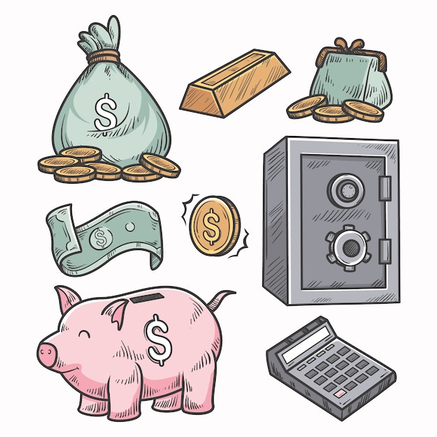 Free Vector hand drawn money drawing illustration