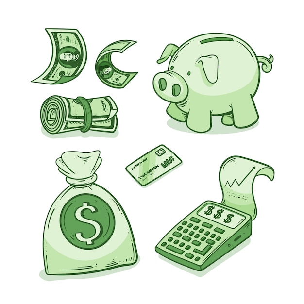 Free Vector hand drawn money drawing illustration