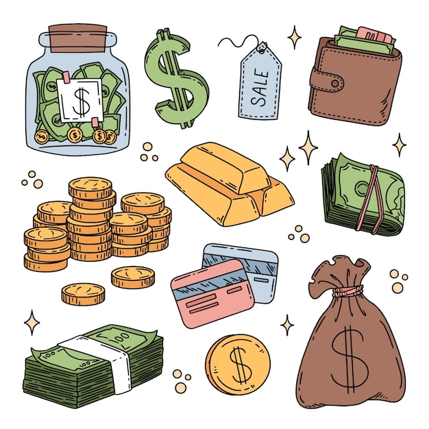 Free vector hand drawn money drawing illustration