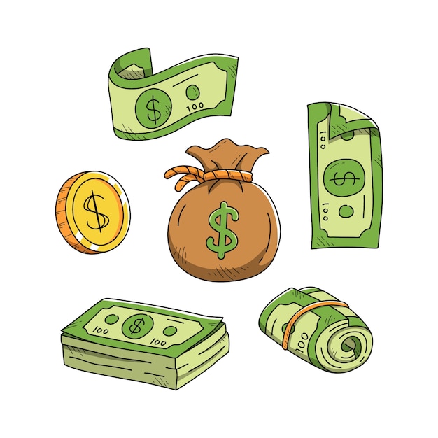 Free Vector hand drawn money drawing illustration