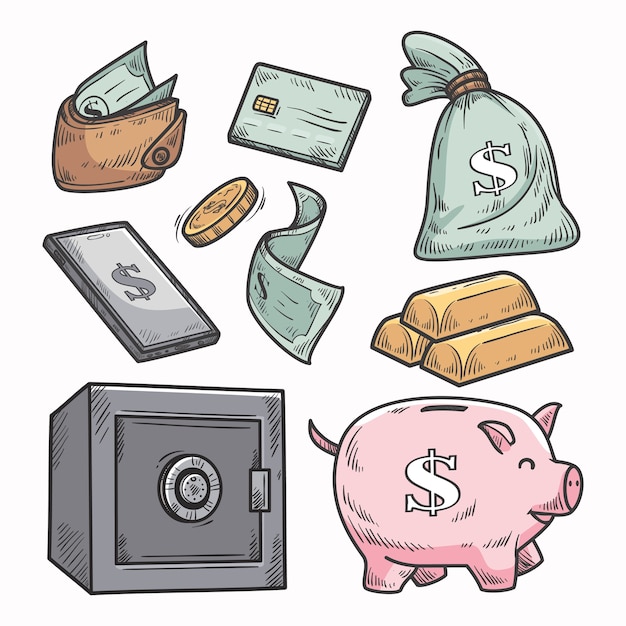 Free Vector hand drawn money drawing illustration