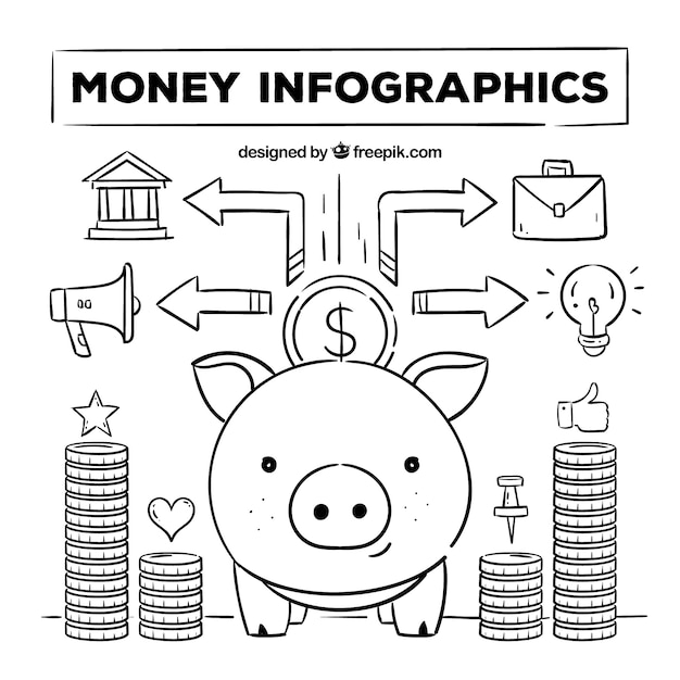 Free Vector hand drawn money infographic