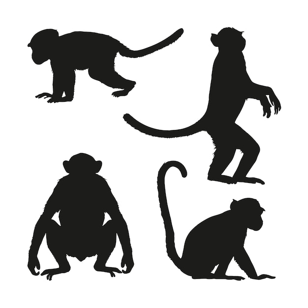 Free Vector hand drawn monkey silhouette