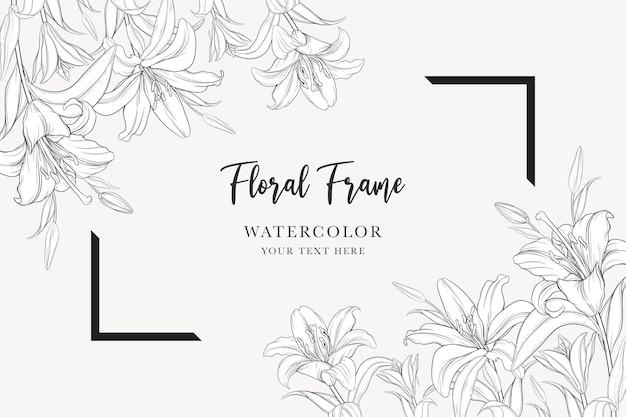 hand drawn mono-line floral lily background design