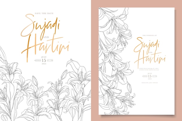 Free Vector hand drawn mono-line floral lily background design