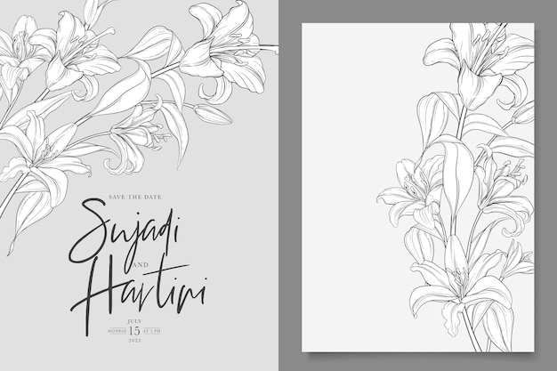 Free Vector hand drawn mono-line floral lily background design