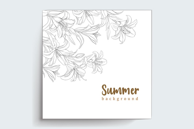 hand drawn mono-line floral lily background design