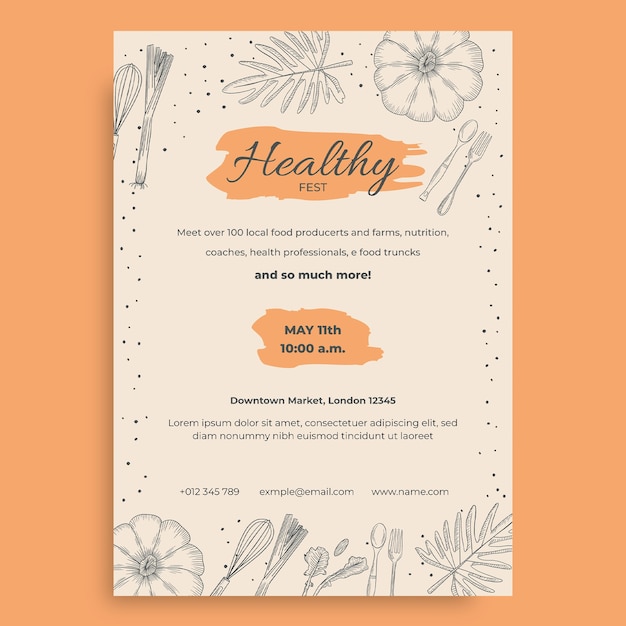 Free vector hand-drawn monocolor cream healthy food flyer template