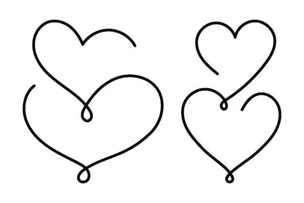 Hand Drawn Monoline Hearts Set of Two