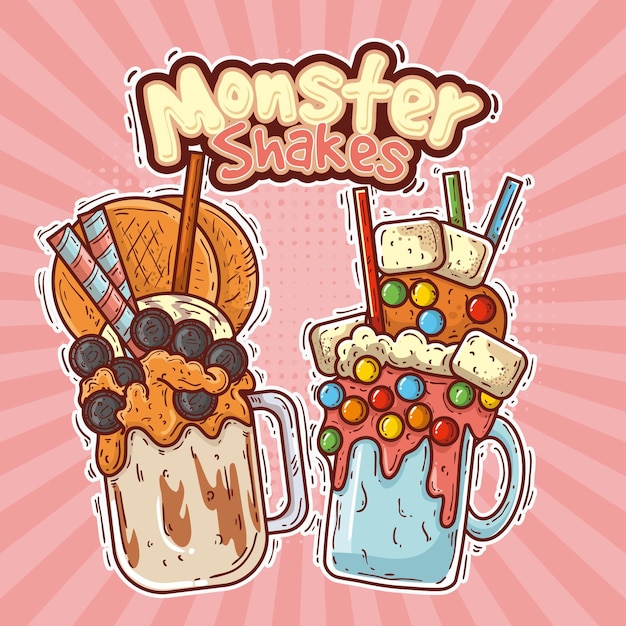 Free vector hand drawn monster shakes