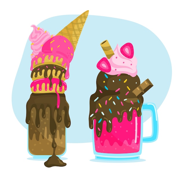 Free vector hand drawn monster shakes