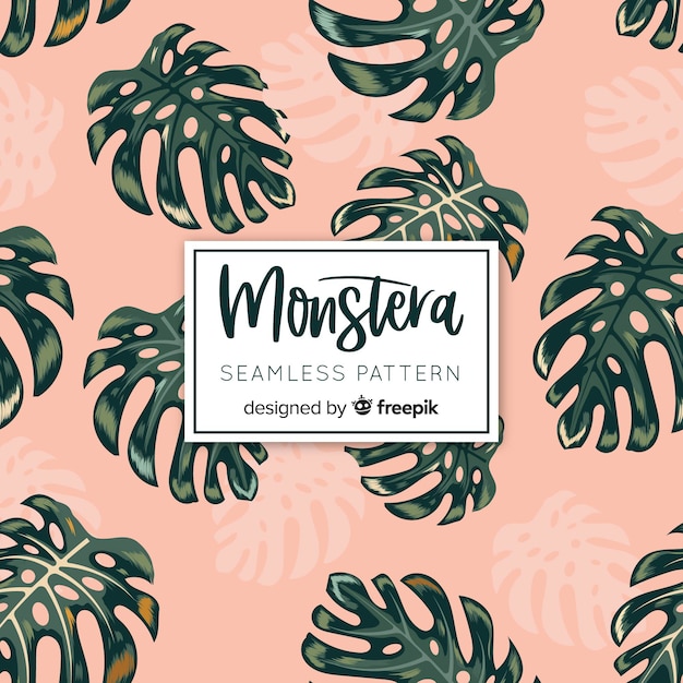 Free Vector hand drawn monstera background