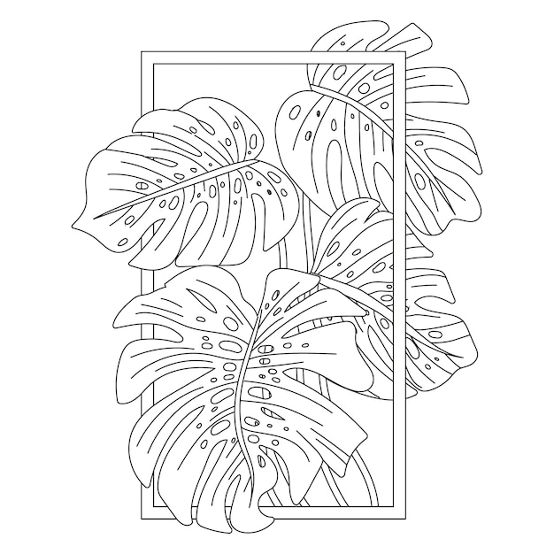 Free Vector hand drawn monstera leaf outline illustration