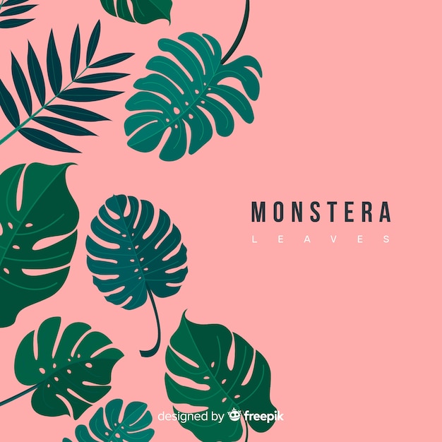 Free Vector hand drawn monstera leaves falling background