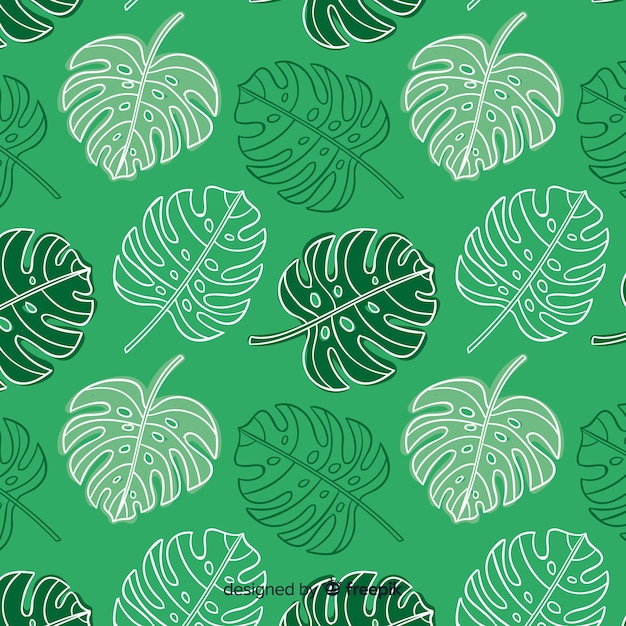 Hand drawn monstera leaves pattern