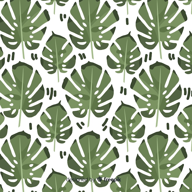 Free Vector hand drawn monstera leaves pattern