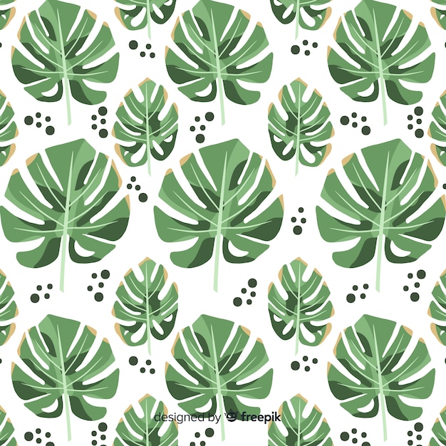 Free Vector hand drawn monstera leaves pattern