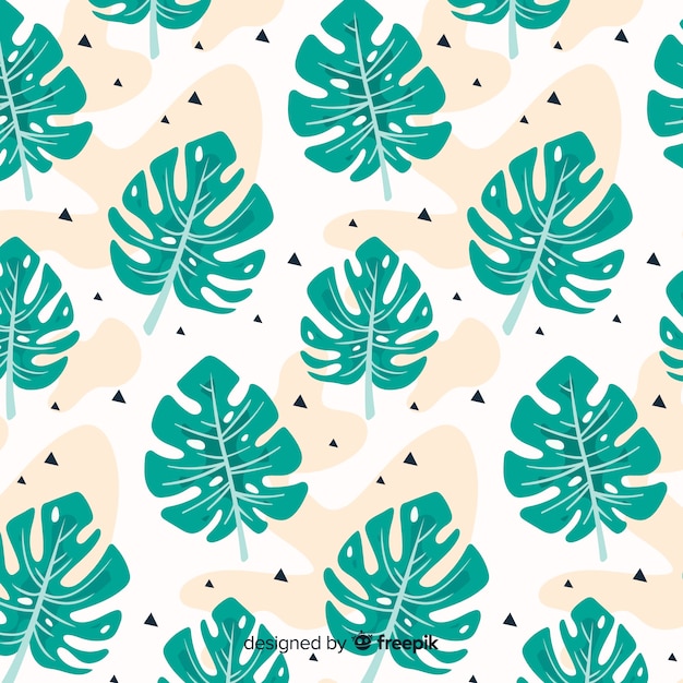 Free Vector hand drawn monstera leaves pattern