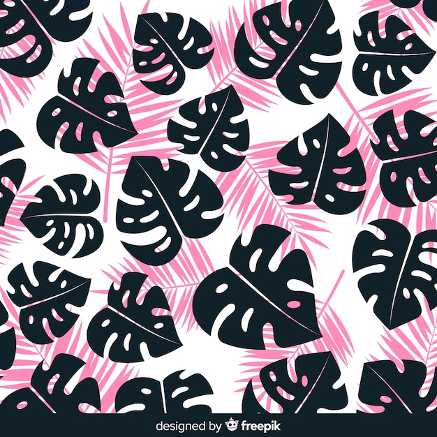 Free Vector hand drawn monstera leaves silhouettes background