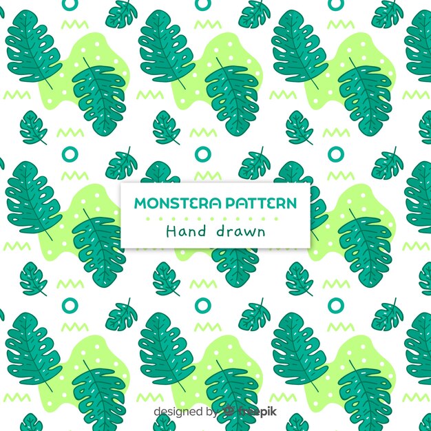 Hand drawn monstera pattern