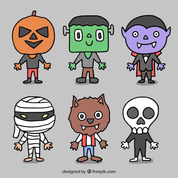 Hand-drawn monsters for halloween