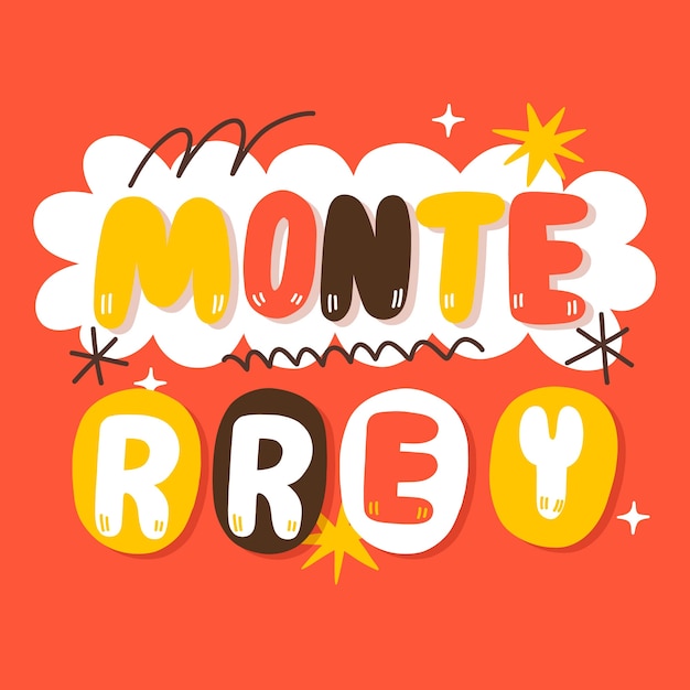 Free Vector hand drawn monterrey text illustration