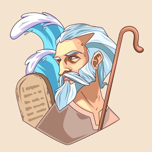 Hand drawn moses illustration