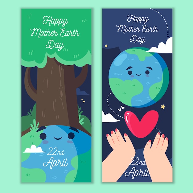 Free vector hand-drawn mother earth day banner theme