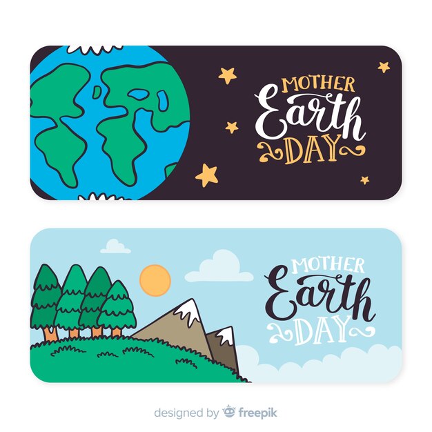 Hand drawn mother earth day banner