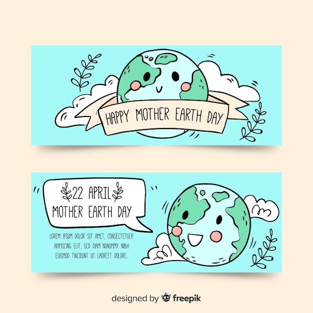 Hand drawn mother earth day banner