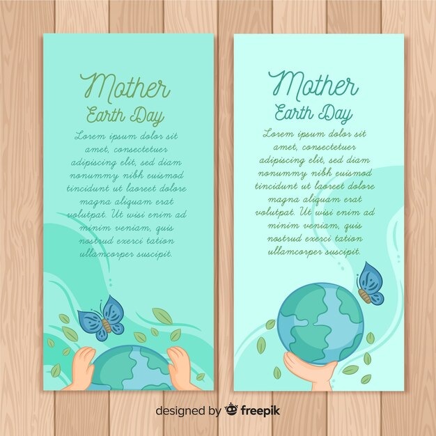 Hand drawn mother earth day banner