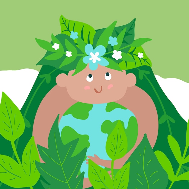 Free vector hand-drawn mother earth day celebration