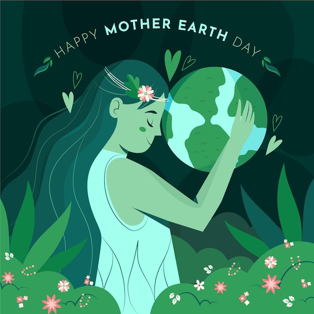 Hand drawn mother earth day illustration