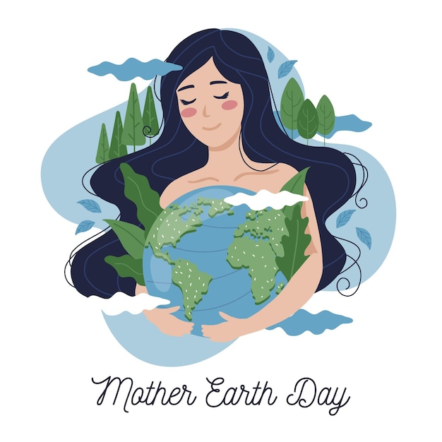 Hand drawn mother earth day illustration