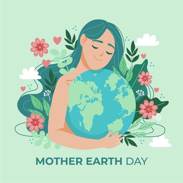 Hand drawn mother earth day illustration