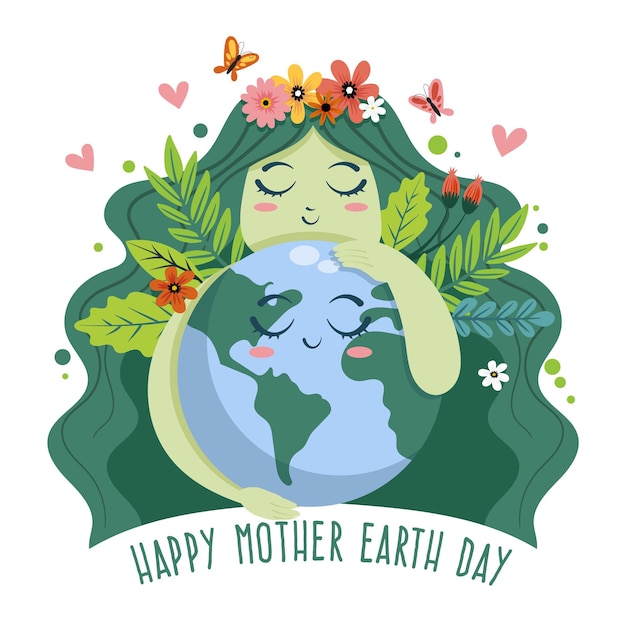 Hand drawn mother earth day illustration