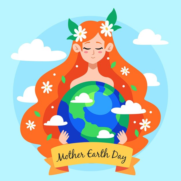 Hand drawn mother earth day illustration