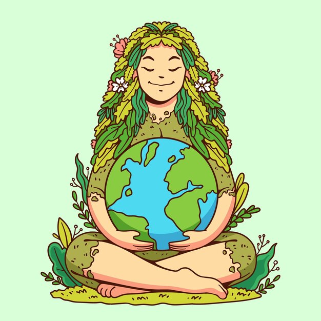 Hand drawn mother earth day illustration