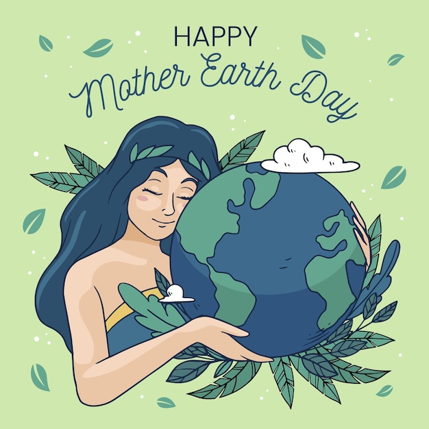 Hand drawn mother earth day illustration