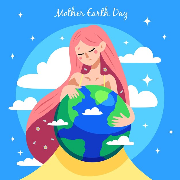 Hand drawn mother earth day illustration