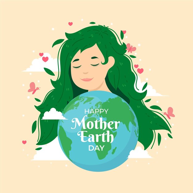 Hand drawn mother earth day illustration