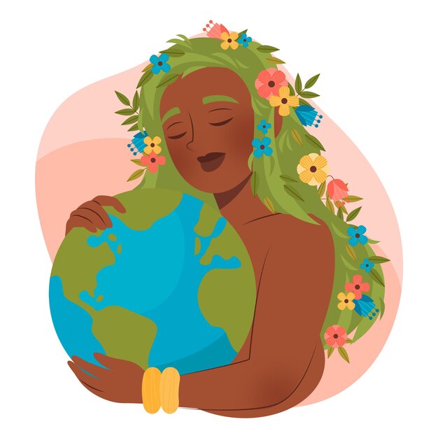 Hand drawn mother earth day illustration