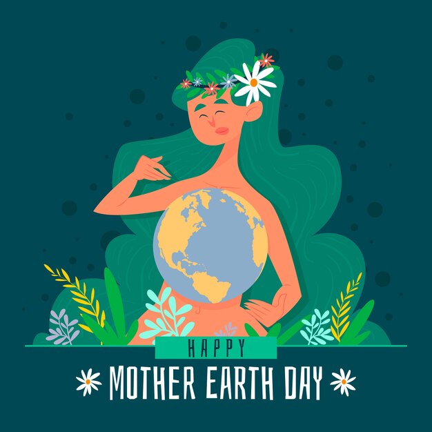 Hand drawn mother earth day