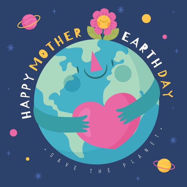 Hand drawn mother earth day