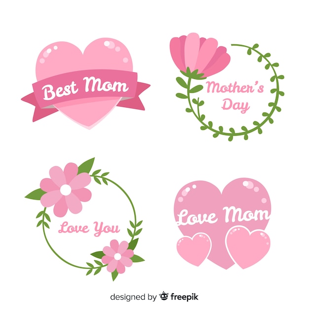 Hand drawn mother's day badge collection